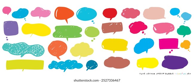 Cute vector speech bubble colorful set,Hand drawn set of speech bubbles with handwritten for book ,card, business, poster design. Vector illustration design for fashion fabrics,cute doodle