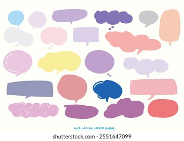 Cute vector speech bubble colorful set,Hand drawn set of speech bubbles with handwritten for book ,card, business, poster design. Vector illustration design for fashion fabrics,cute doodle
