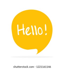 Cute vector speech bubble icon with hello greeting.