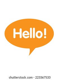 Cute Vector Speech Bubble Icon With Hello Greeting