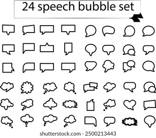 Cute vector speech bubble set, Hand drawn set of speech bubbles with handwritten for book, card, business, poster design. Vector illustration design for fashion fabrics, textile graphics.
