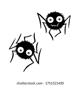 Cute vector spiders. Hand drawn. Isolated on white background. Halloween illustration