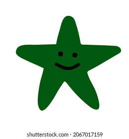 Dibujo gráfico de estrella de vector circular. Ilustración de doodle dibujada a mano. Diseño de dibujos animados. Emoji. Figuras con emociones faciales. Hand dibujó a la moda. Ilustración vectorial para los niños. Divertido