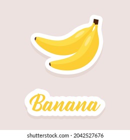 Pegatinas de vectores cortos de frutos de los íconos de banana. Estilo plano. EPS 10