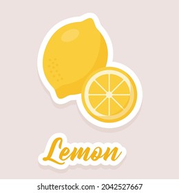 Icono de limón de fruto de pegatina vectorial. Estilo plano. EPS 10