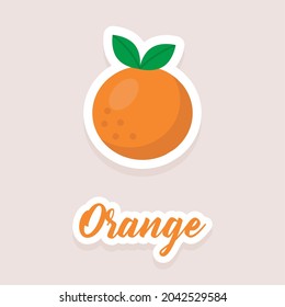 Cute vector sticker fruit orange icons. Flat style. EPS 10
