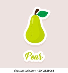 Iconos de pera de fruto de pegatinas de vectores. Estilo plano. EPS 10