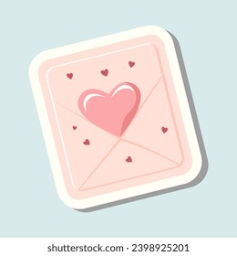 Pegatina de la letra de amor de la pegatina portadora. Carta de amor de San Valentín. Icono vector romántico en colores pastel