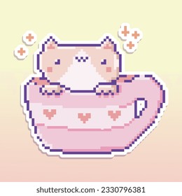 Cute vector sticker in pixel art style
