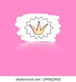 cute vector stickers. Bubble for text, princess crown