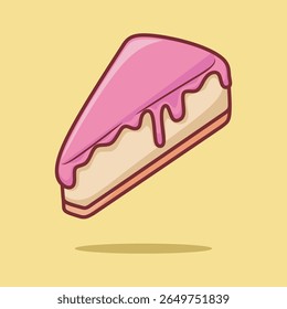 Cute vector strawberry birthday cake slice