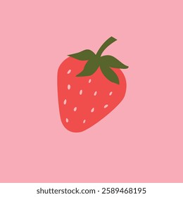Cute vector strawberry illustration on isolated white background. Cartoon strawberry icon. Strawberry for logo design