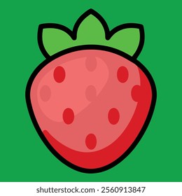 Cute vector strawberry red and juicy in colorful background 