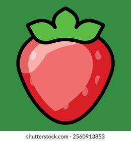 Cute vector strawberry red and juicy in colorful background 