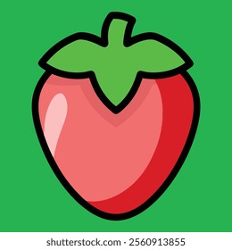 Cute vector strawberry red and juicy in colorful background 