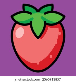 Cute vector strawberry red and juicy in colorful background 