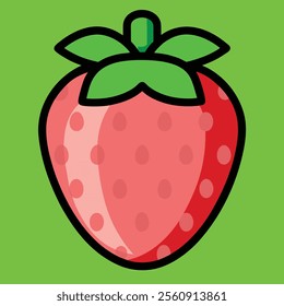 Cute vector strawberry red and juicy in colorful background 