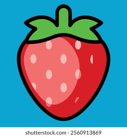 Cute vector strawberry red and juicy in colorful background 