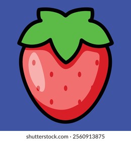 Cute vector strawberry red and juicy in colorful background 