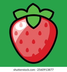 Cute vector strawberry red and juicy in colorful background 