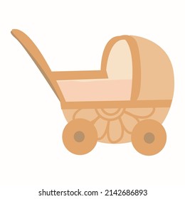 Cute vector stroller, boho nursery clipart. Cartoon kids clipart for baby, kids bedroom decor, birthday party or textile of apparel.