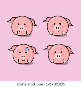 cute and cute vector style pig illustrations can be used for mugs, t-shirts, logos, illustrations, etc.
