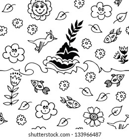 Cute vector summer seamless pattern. Sea pattern.