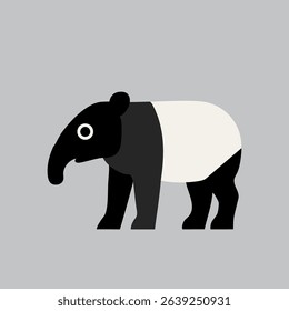 Cute vector tapir with big eyes, simple design, great for kids' projects and decor.