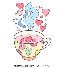 Cute vector tea cup with steam