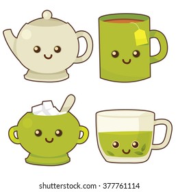 cute vector tea set