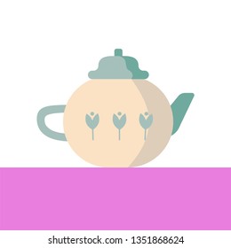 Cute vector teapot on the white background