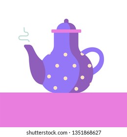 Cute vector teapot on the white background