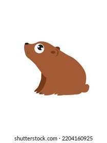 Cute vector teddy bear. Forest animal. Little cute bear is sitting. Funny cartoon character.