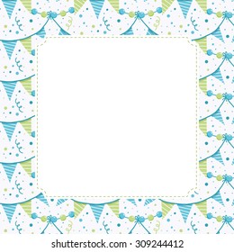 Cute vector template for baby shower card invitation. Party background