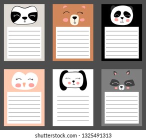 Cute vector templates for notes  in scandinavian style. Set of hand drawn vector illustrations for  cards, posters, cards, notebooks, diary, organiser. 