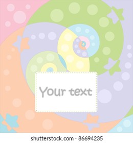 cute vector tender colorful background with twirl, dots and place for your text
