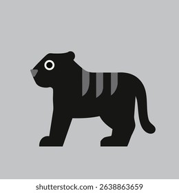 Cute vector tiger with big eyes, simple design, great for kids' projects and decor.