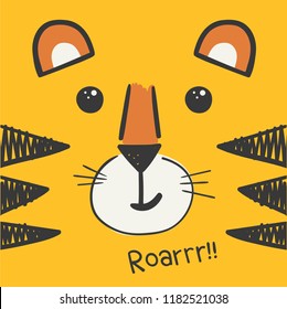 cute vector tiger head illustration, vector