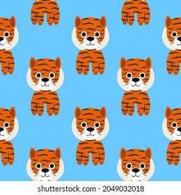 Cute vector tiger pattern. The illustration can be used as a print for posters, postcards, T-shirts.