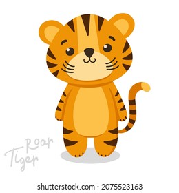 Cute vector tiger. Perfect for wallpaper, cards, stickers, poster, print, packaging, invitations, Baby shower, patterns, travel, logos etc