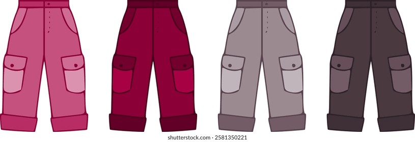 Cute vector trousers and shorts set