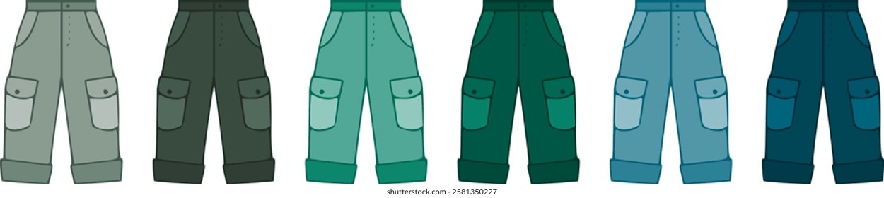 Cute vector trousers and shorts set