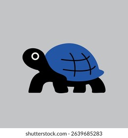 Cute vector turtle with big eyes, simple design, great for kids' projects and decor.