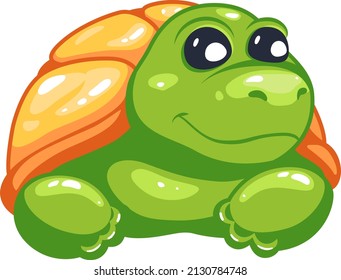 Cute vector turtle illustration isolated on white background.