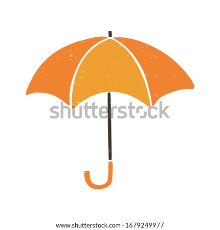 Cute vector umbrella. Yellow umbrella isolated on a transparent background. Vector shabby hand drawn illustration