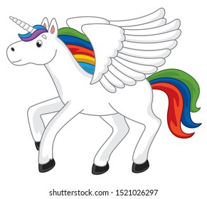 
Cute vector unicorn. Vector cartoon pony. Cute vector horse. Magic pegasus. Illustration for children 