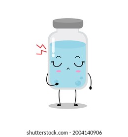 Cute vector of vaccine bottle character. Vaccination fight coronavirus (2019-nCoV), Alcohol gel for against COVID-19, Protection from viruses attack, mad, upset, isolated on white background 