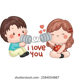 a cute vector of valentine celebration couple