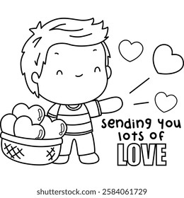 a cute vector of valentine celebration couple in black and white coloring