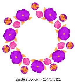 Cute vector Valentine s day mandala with gifts and with flowers  on white background.Hand drawn vector illustration.